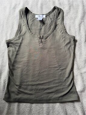 Olive Ribbed Tank Top